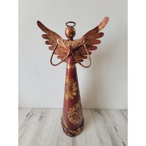 Pier 1 praying angel metal cherub red Xmas religious home decor figure